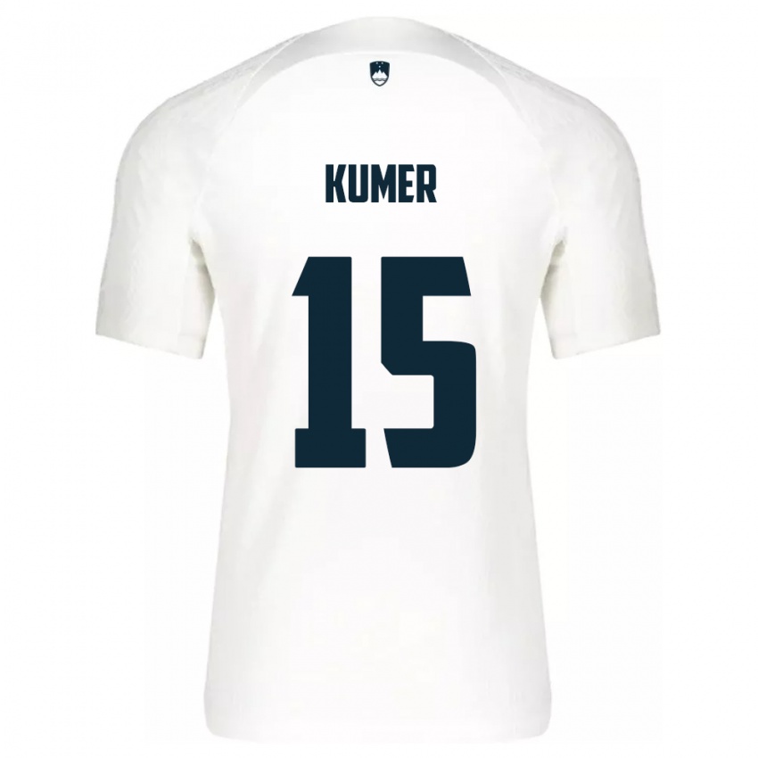 Børn Slovenien Alin Kumer #15 Hvid Hjemmebane Spillertrøjer 24-26 Trøje T-Shirt