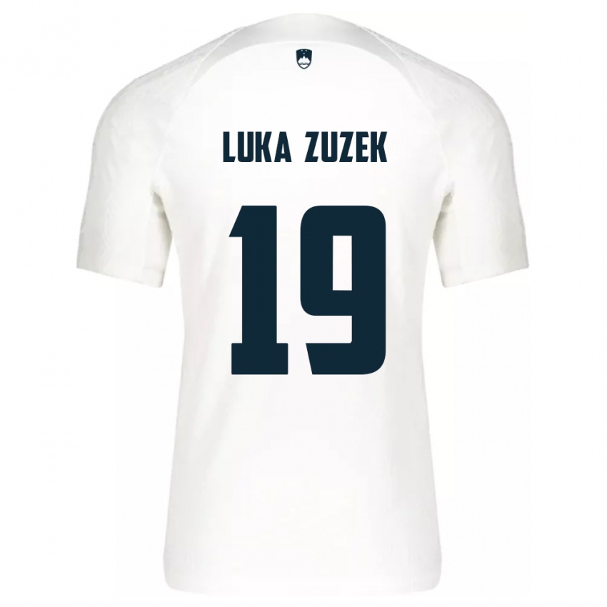 Børn Slovenien Zan Luka Zuzek #19 Hvid Hjemmebane Spillertrøjer 24-26 Trøje T-Shirt