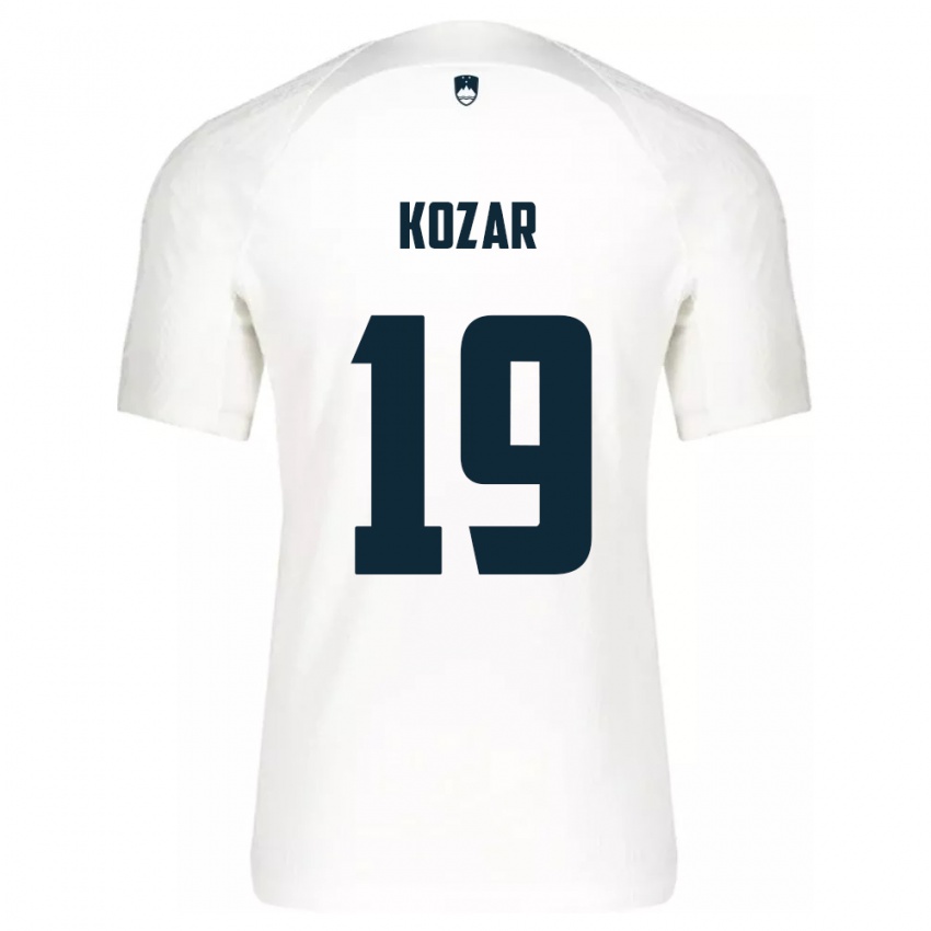 Børn Slovenien Kristjan Kozar #19 Hvid Hjemmebane Spillertrøjer 24-26 Trøje T-Shirt