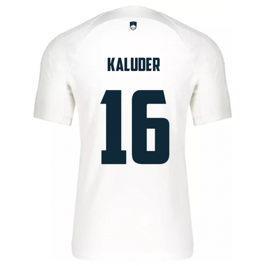 Børn Slovenien Grega Kaluder #16 Hvid Hjemmebane Spillertrøjer 24-26 Trøje T-Shirt