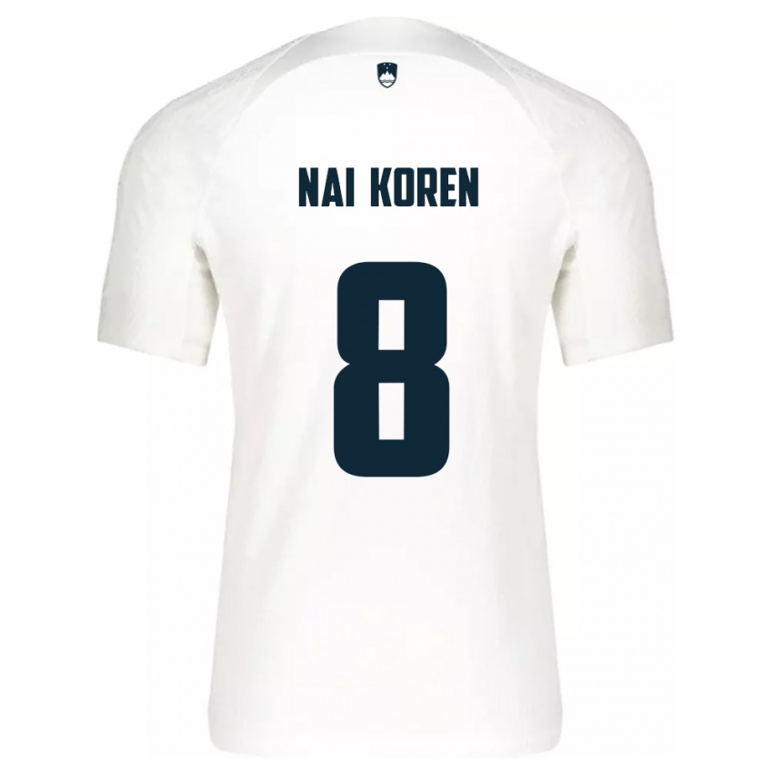 Børn Slovenien Tian Nai Koren #8 Hvid Hjemmebane Spillertrøjer 24-26 Trøje T-Shirt