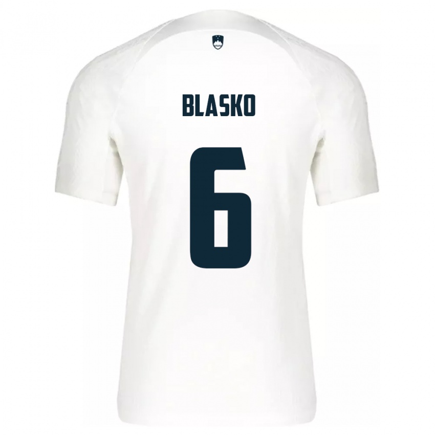 Børn Slovenien Svit Blasko #6 Hvid Hjemmebane Spillertrøjer 24-26 Trøje T-Shirt