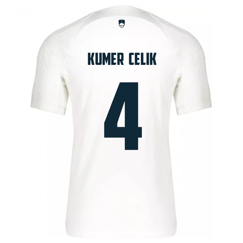 Børn Slovenien An Kumer Celik #4 Hvid Hjemmebane Spillertrøjer 24-26 Trøje T-Shirt