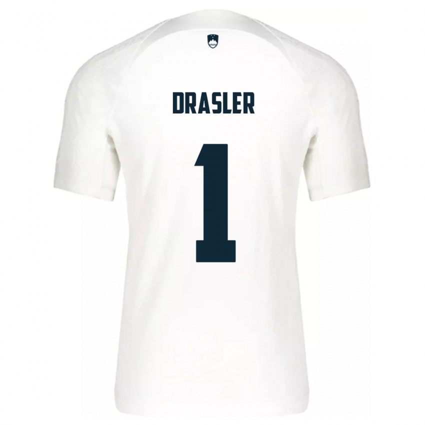 Børn Slovenien Iztok Drasler #1 Hvid Hjemmebane Spillertrøjer 24-26 Trøje T-Shirt