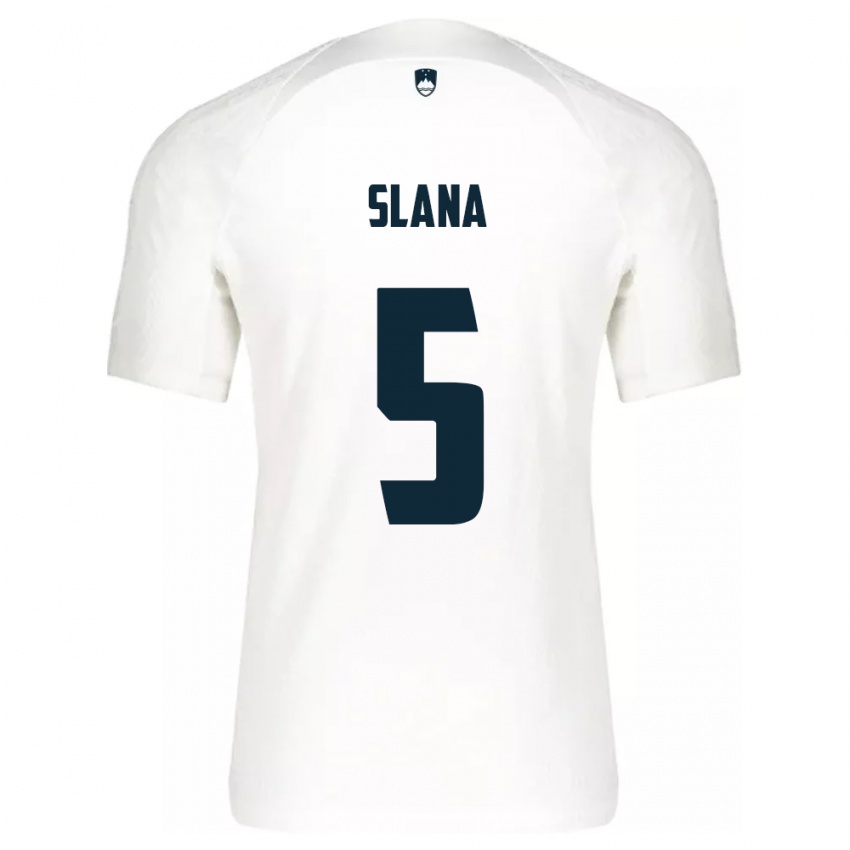 Børn Slovenien Filip Slana #5 Hvid Hjemmebane Spillertrøjer 24-26 Trøje T-Shirt