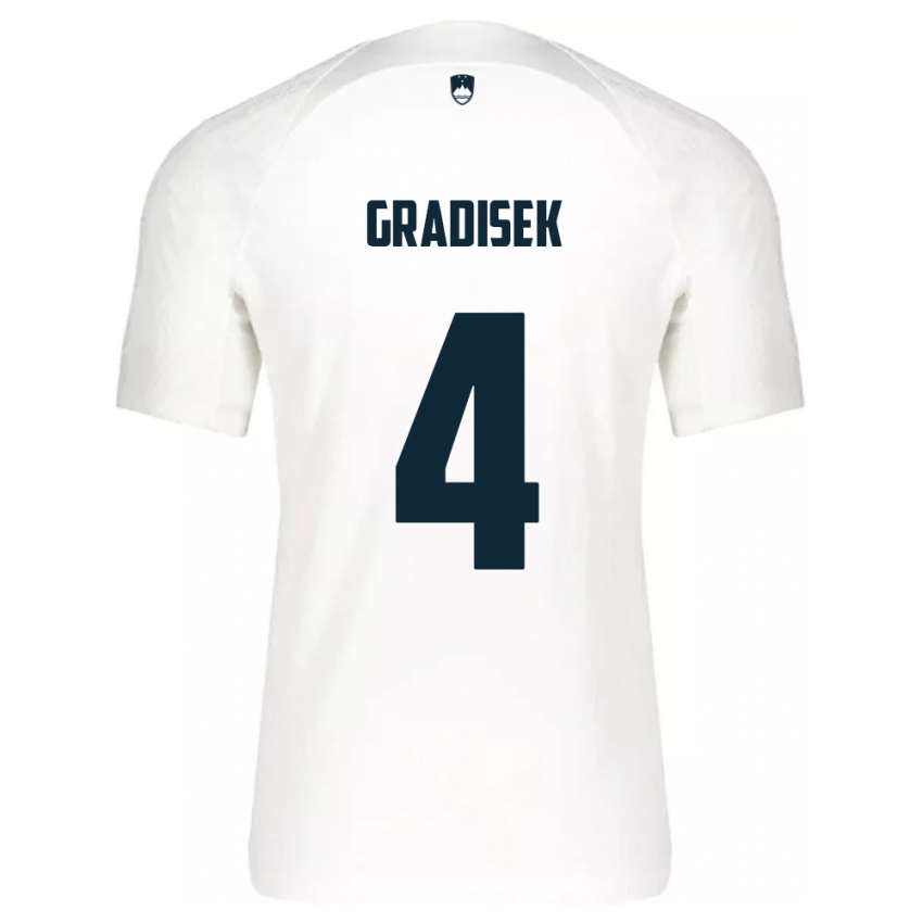 Børn Slovenien Sara Gradišek #4 Hvid Hjemmebane Spillertrøjer 24-26 Trøje T-Shirt