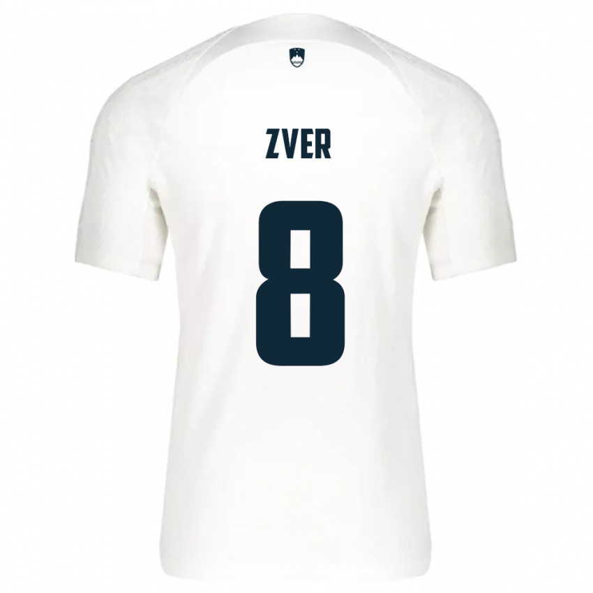 Børn Slovenien Mateja Zver #8 Hvid Hjemmebane Spillertrøjer 24-26 Trøje T-Shirt