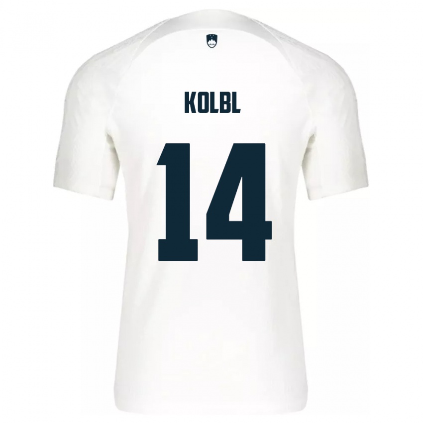 Børn Slovenien Špela Kolbl #14 Hvid Hjemmebane Spillertrøjer 24-26 Trøje T-Shirt