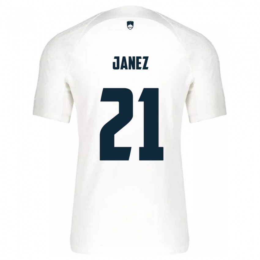 Børn Slovenien Korina Janež #21 Hvid Hjemmebane Spillertrøjer 24-26 Trøje T-Shirt