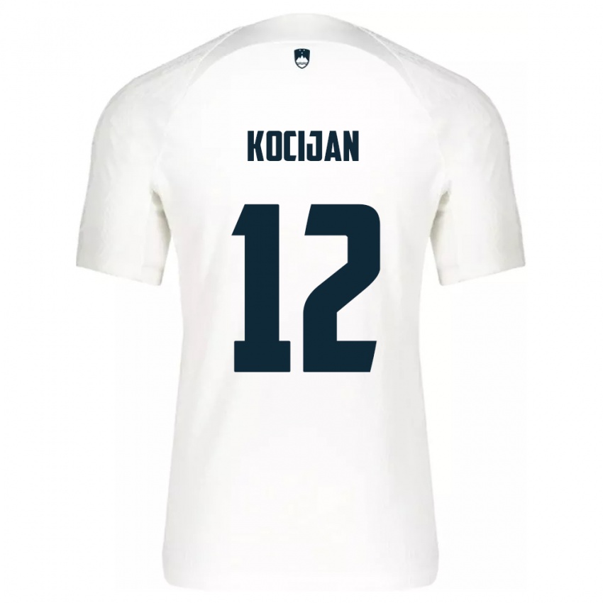 Børn Slovenien Iva Kocijan #12 Hvid Hjemmebane Spillertrøjer 24-26 Trøje T-Shirt