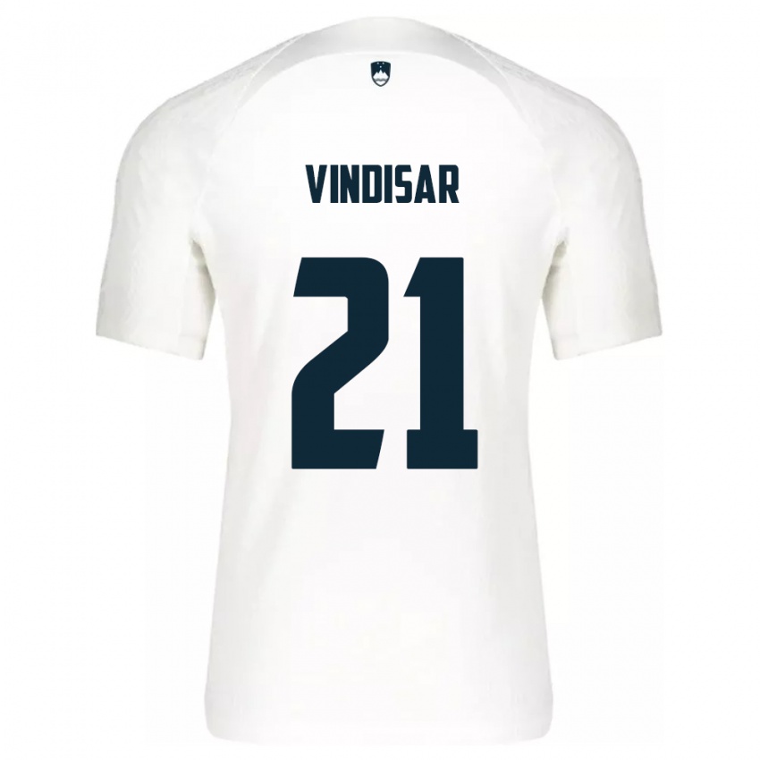 Børn Slovenien Zala Vindišar #21 Hvid Hjemmebane Spillertrøjer 24-26 Trøje T-Shirt