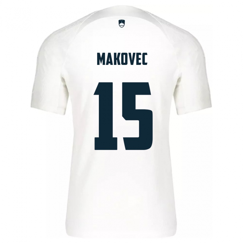 Børn Slovenien Sara Makovec #15 Hvid Hjemmebane Spillertrøjer 24-26 Trøje T-Shirt