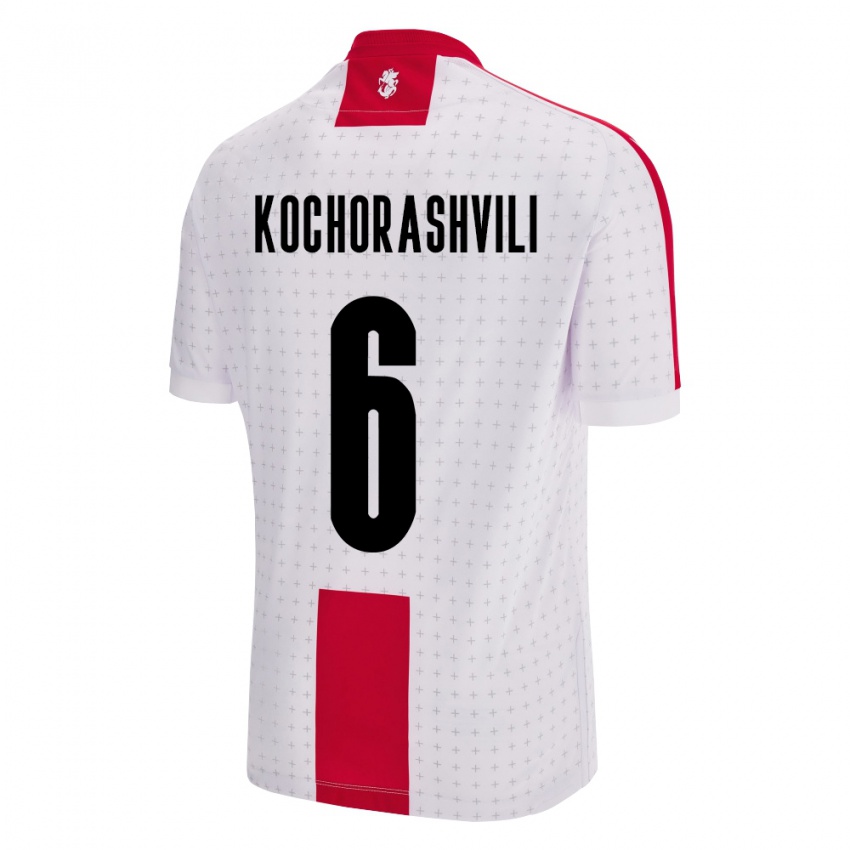 Børn Georgia Giorgi Kochorashvili #6 Hvid Hjemmebane Spillertrøjer 24-26 Trøje T-Shirt