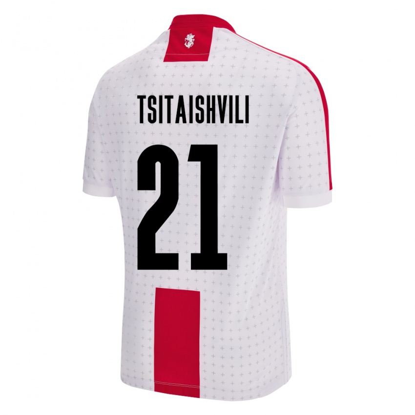 Børn Georgia Georgiy Tsitaishvili #21 Hvid Hjemmebane Spillertrøjer 24-26 Trøje T-Shirt