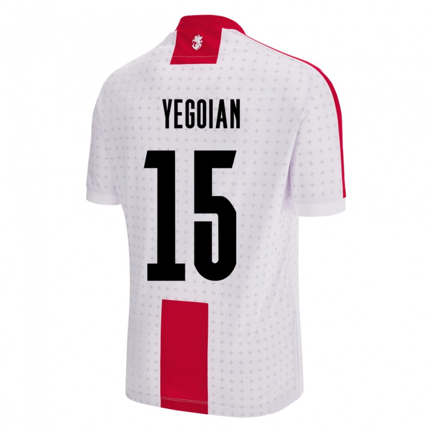 Børn Georgia Irakli Yegoian #15 Hvid Hjemmebane Spillertrøjer 24-26 Trøje T-Shirt