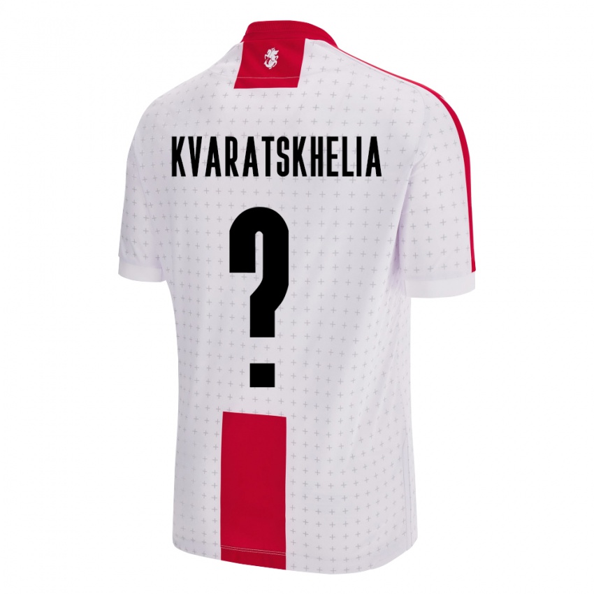 Børn Georgia Lasha Kvaratskhelia #0 Hvid Hjemmebane Spillertrøjer 24-26 Trøje T-Shirt