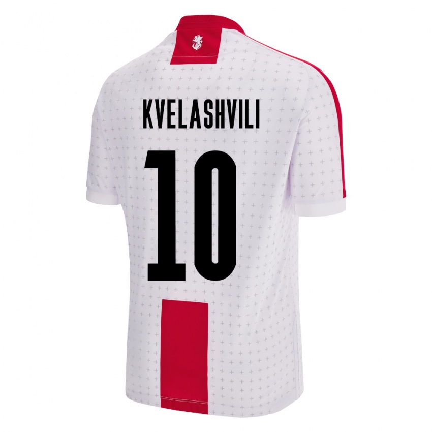 Børn Georgia Nikoloz Kvelashvili #10 Hvid Hjemmebane Spillertrøjer 24-26 Trøje T-Shirt