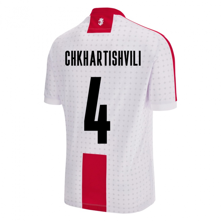 Børn Georgia Nino Chkhartishvili #4 Hvid Hjemmebane Spillertrøjer 24-26 Trøje T-Shirt