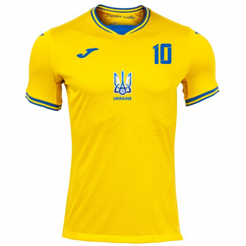 Børn Ukraine Yegor Yarmolyuk #10 Gul Hjemmebane Spillertrøjer 24-26 Trøje T-Shirt