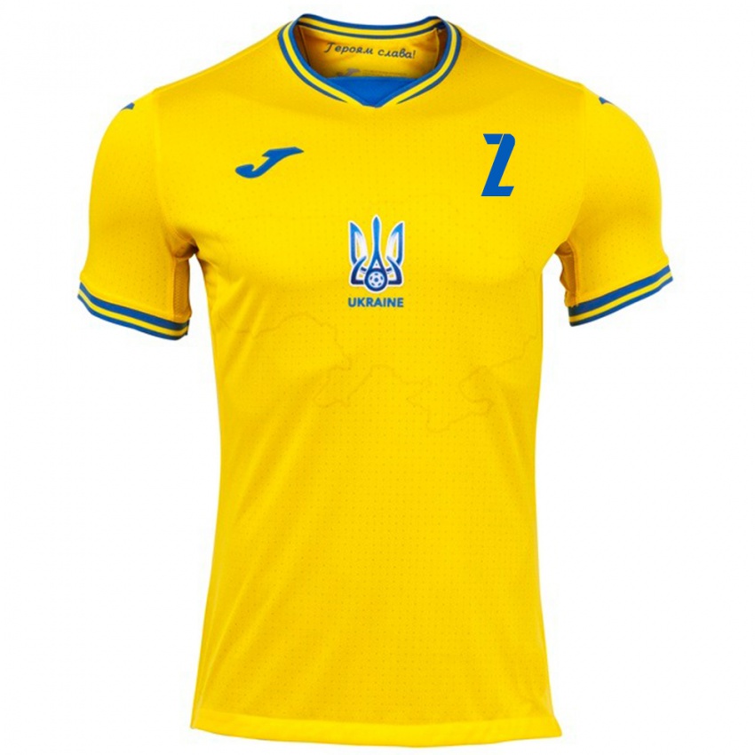 Børn Ukraine Yukhym Konoplya #2 Gul Hjemmebane Spillertrøjer 24-26 Trøje T-Shirt