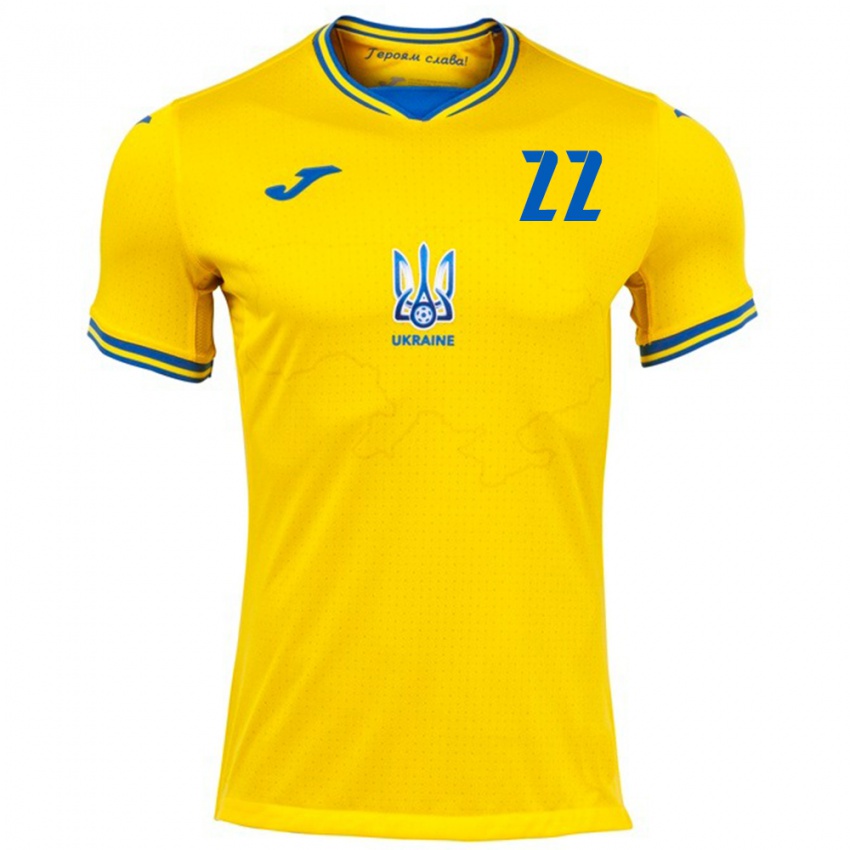 Børn Ukraine Valentyn Rubchynskyi #22 Gul Hjemmebane Spillertrøjer 24-26 Trøje T-Shirt