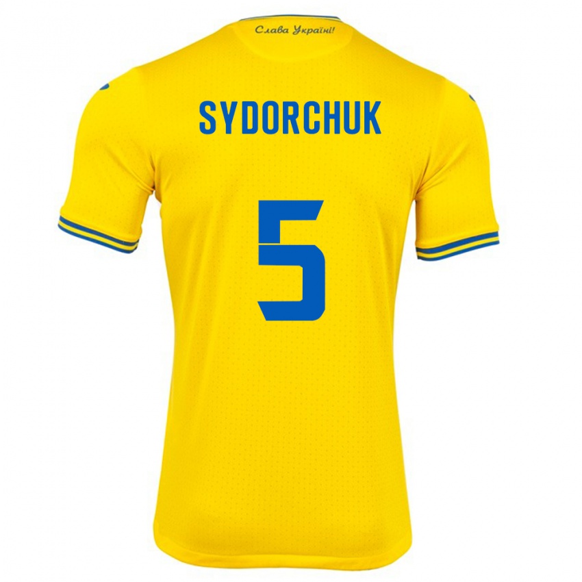 Børn Ukraine Sergiy Sydorchuk #5 Gul Hjemmebane Spillertrøjer 24-26 Trøje T-Shirt