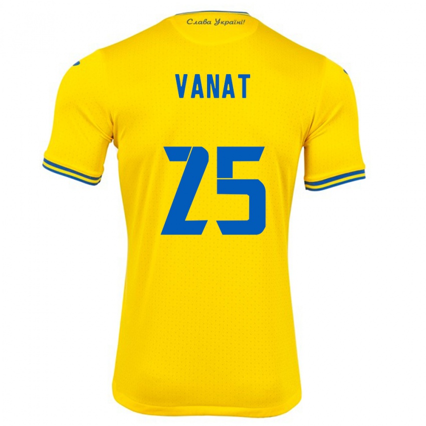 Børn Ukraine Vladyslav Vanat #25 Gul Hjemmebane Spillertrøjer 24-26 Trøje T-Shirt