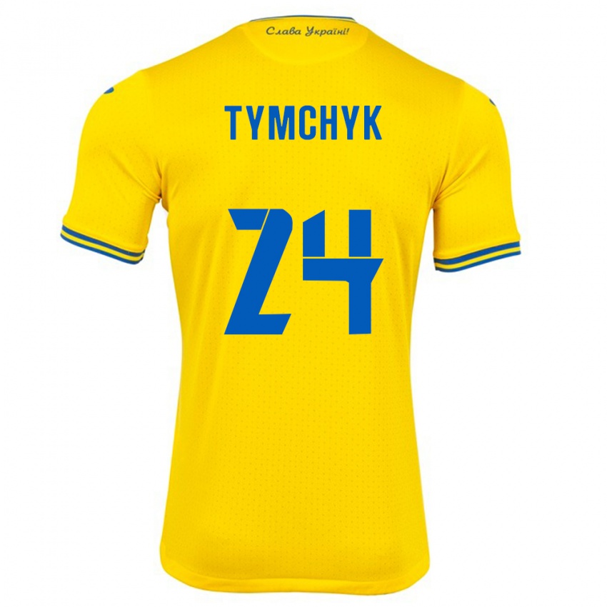 Børn Ukraine Oleksandr Tymchyk #24 Gul Hjemmebane Spillertrøjer 24-26 Trøje T-Shirt