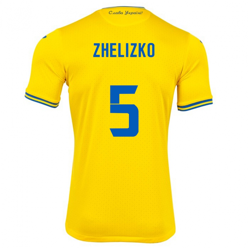 Børn Ukraine Ivan Zhelizko #5 Gul Hjemmebane Spillertrøjer 24-26 Trøje T-Shirt