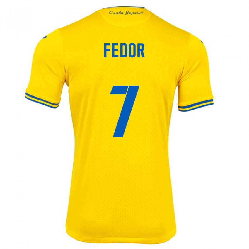 Børn Ukraine Oleg Fedor #7 Gul Hjemmebane Spillertrøjer 24-26 Trøje T-Shirt