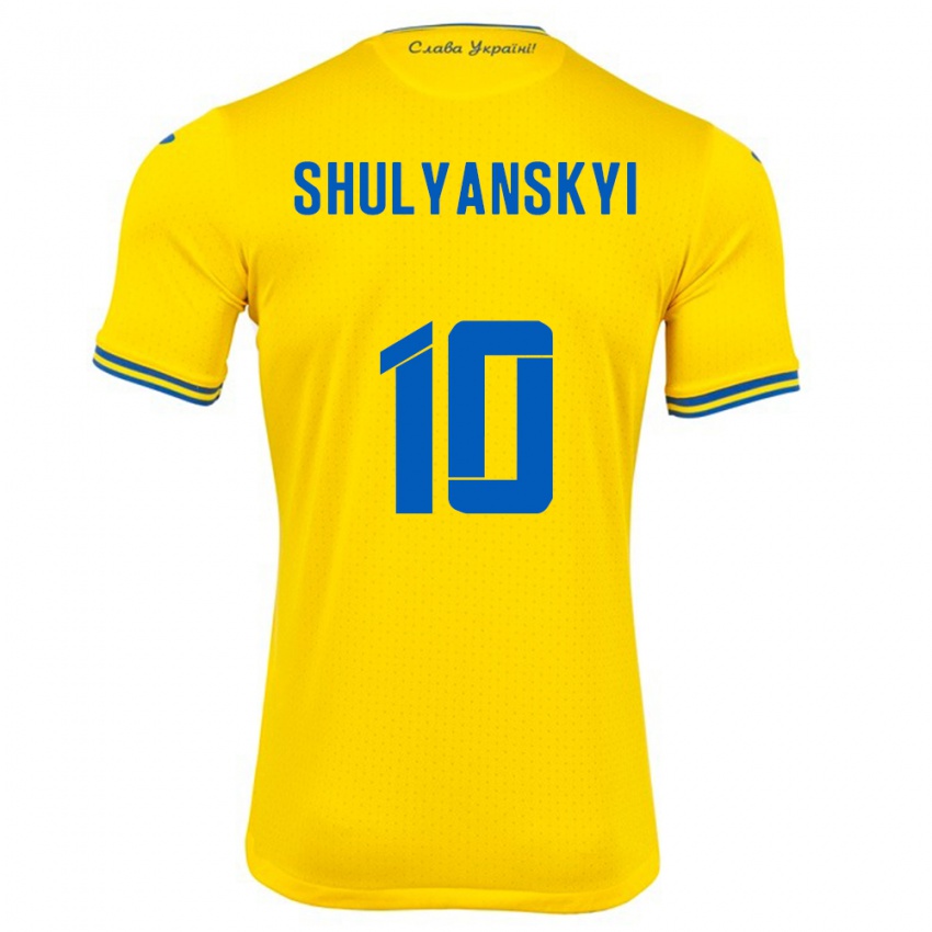 Børn Ukraine Artem Shulyanskyi #10 Gul Hjemmebane Spillertrøjer 24-26 Trøje T-Shirt