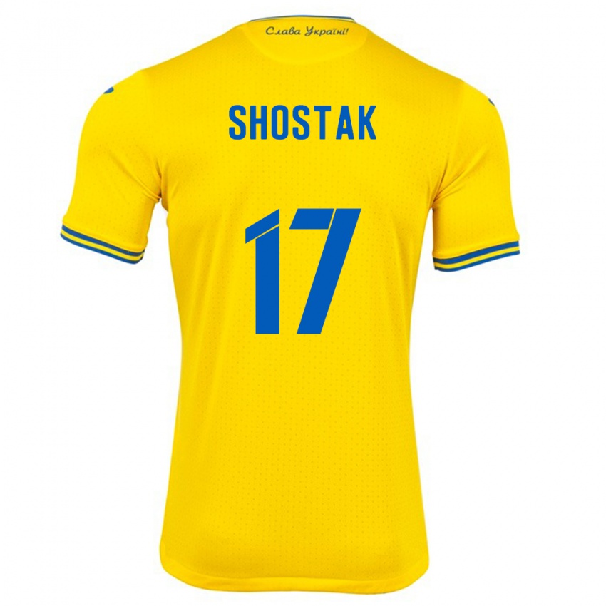 Børn Ukraine Denys Shostak #17 Gul Hjemmebane Spillertrøjer 24-26 Trøje T-Shirt