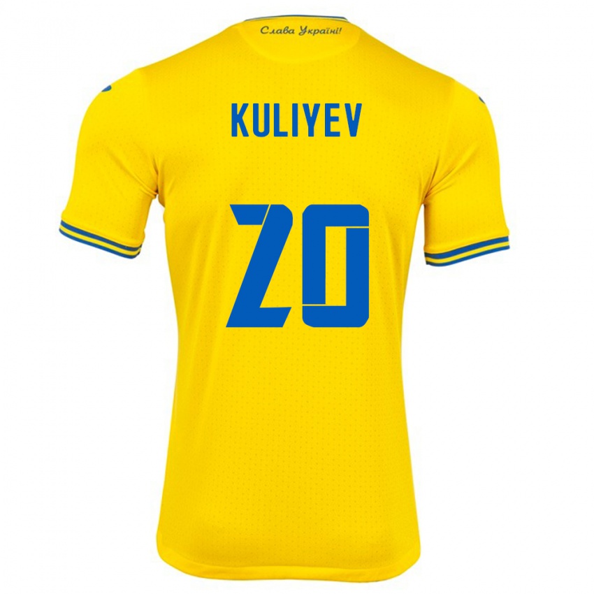 Børn Ukraine Eldar Kuliyev #20 Gul Hjemmebane Spillertrøjer 24-26 Trøje T-Shirt