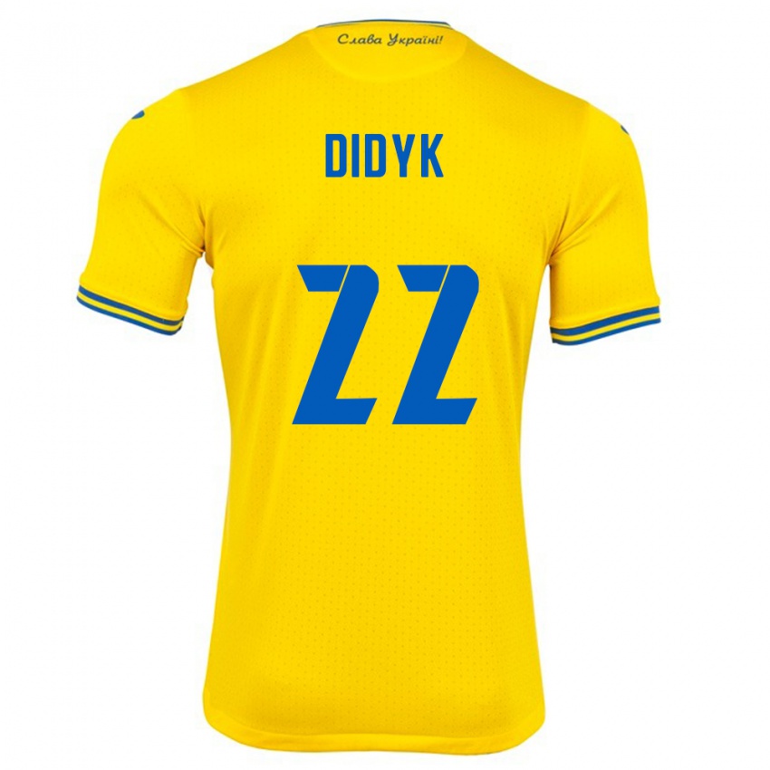 Børn Ukraine Roman Didyk #22 Gul Hjemmebane Spillertrøjer 24-26 Trøje T-Shirt