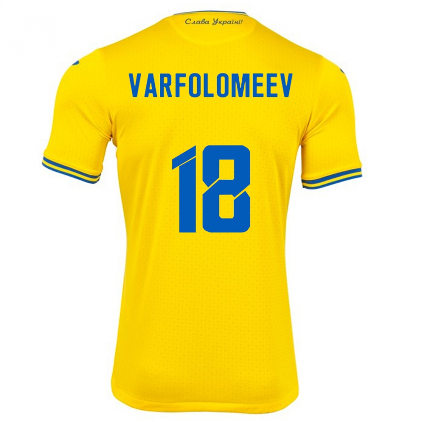 Børn Ukraine Ivan Varfolomeev #18 Gul Hjemmebane Spillertrøjer 24-26 Trøje T-Shirt