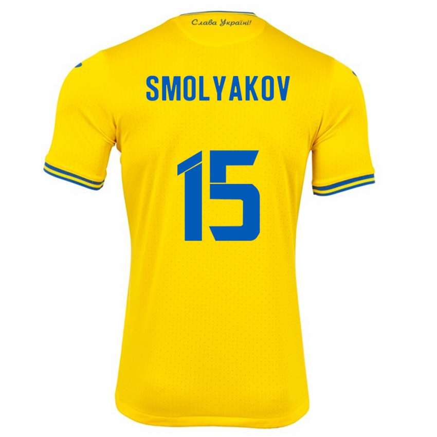 Børn Ukraine Artem Smolyakov #15 Gul Hjemmebane Spillertrøjer 24-26 Trøje T-Shirt