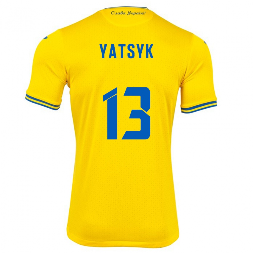 Børn Ukraine Oleksandr Yatsyk #13 Gul Hjemmebane Spillertrøjer 24-26 Trøje T-Shirt