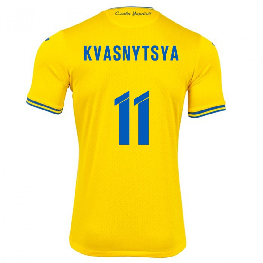 Børn Ukraine Ilya Kvasnytsya #11 Gul Hjemmebane Spillertrøjer 24-26 Trøje T-Shirt