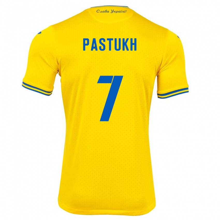 Børn Ukraine Yevgeniy Pastukh #7 Gul Hjemmebane Spillertrøjer 24-26 Trøje T-Shirt