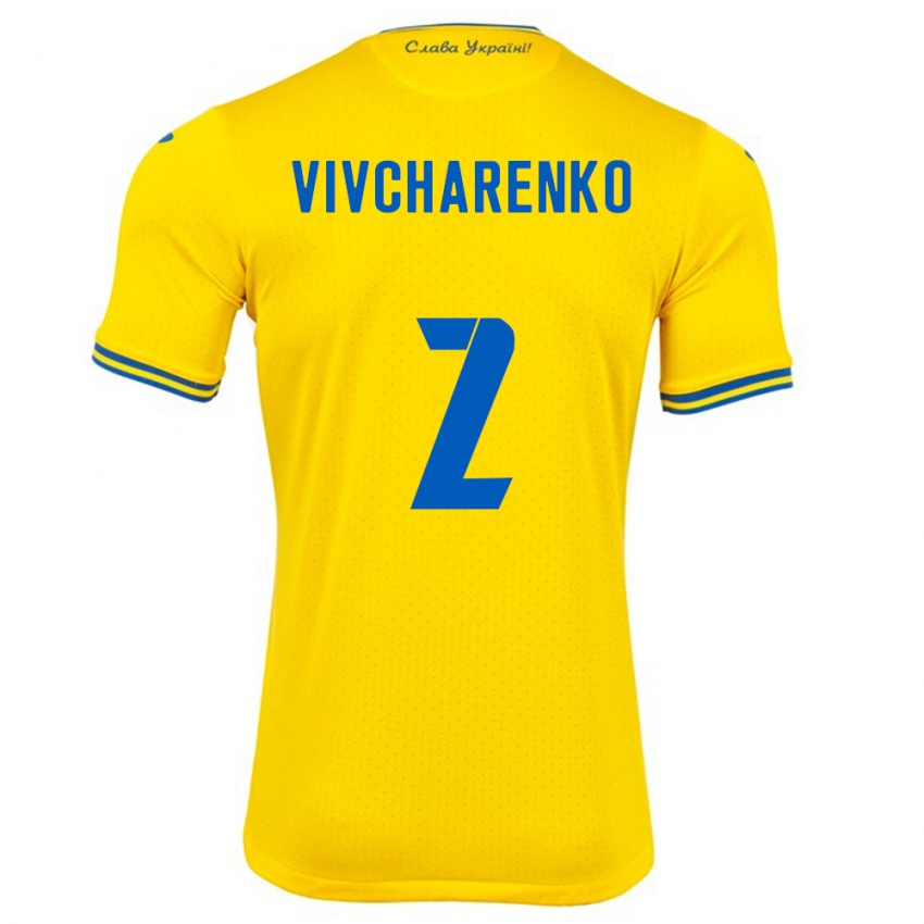 Børn Ukraine Kostyantyn Vivcharenko #2 Gul Hjemmebane Spillertrøjer 24-26 Trøje T-Shirt