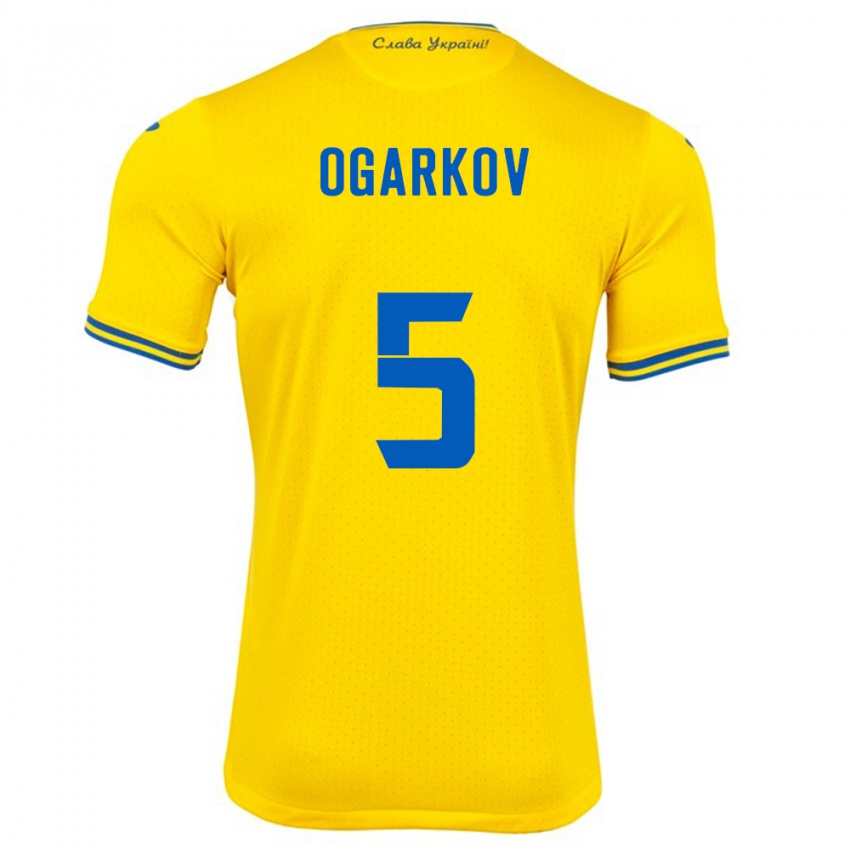 Børn Ukraine Mykola Ogarkov #5 Gul Hjemmebane Spillertrøjer 24-26 Trøje T-Shirt