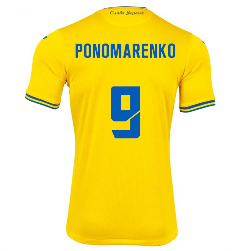 Børn Ukraine Matviy Ponomarenko #9 Gul Hjemmebane Spillertrøjer 24-26 Trøje T-Shirt