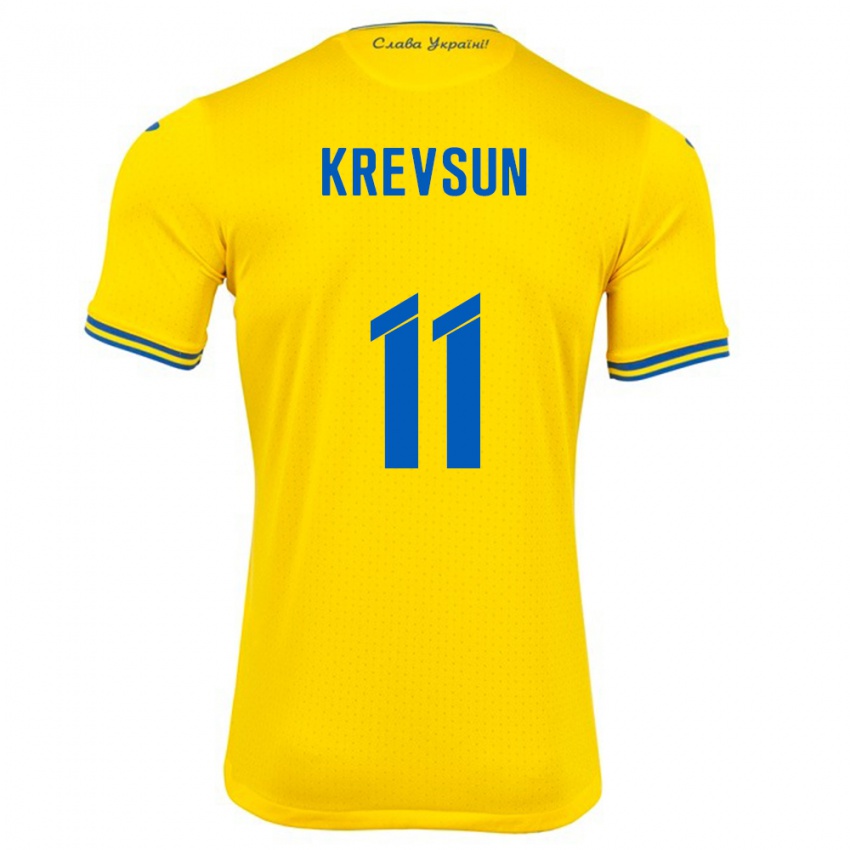 Børn Ukraine Danylo Krevsun #11 Gul Hjemmebane Spillertrøjer 24-26 Trøje T-Shirt