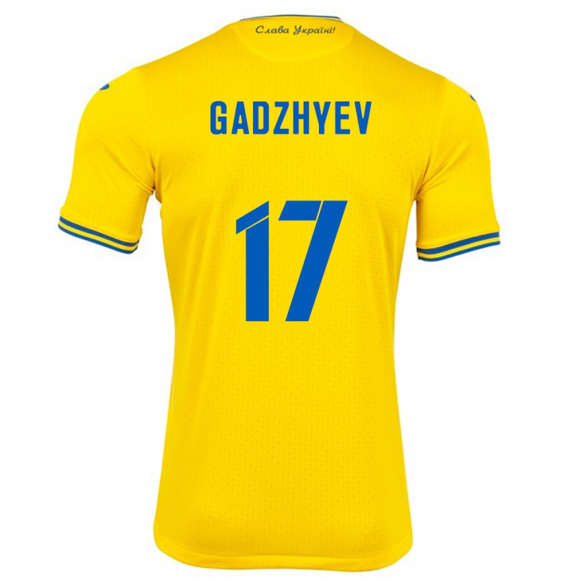 Børn Ukraine Ramik Gadzhyev #17 Gul Hjemmebane Spillertrøjer 24-26 Trøje T-Shirt