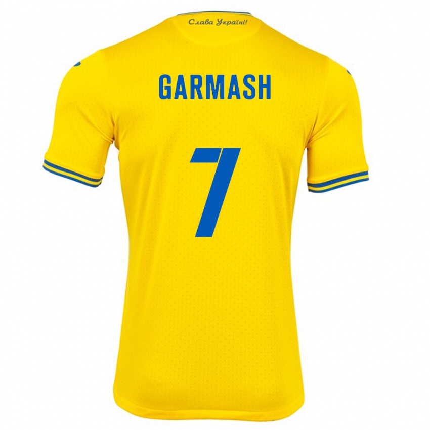 Børn Ukraine Yevgen Garmash #7 Gul Hjemmebane Spillertrøjer 24-26 Trøje T-Shirt