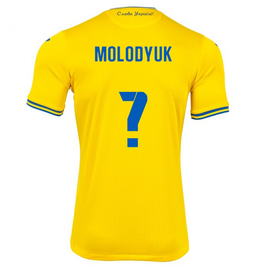 Børn Ukraine Yelyzaveta Molodyuk #0 Gul Hjemmebane Spillertrøjer 24-26 Trøje T-Shirt