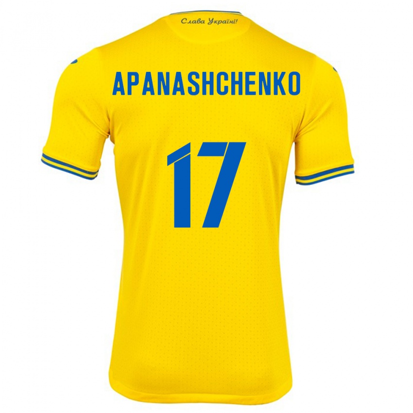 Børn Ukraine Daryna Apanashchenko #17 Gul Hjemmebane Spillertrøjer 24-26 Trøje T-Shirt