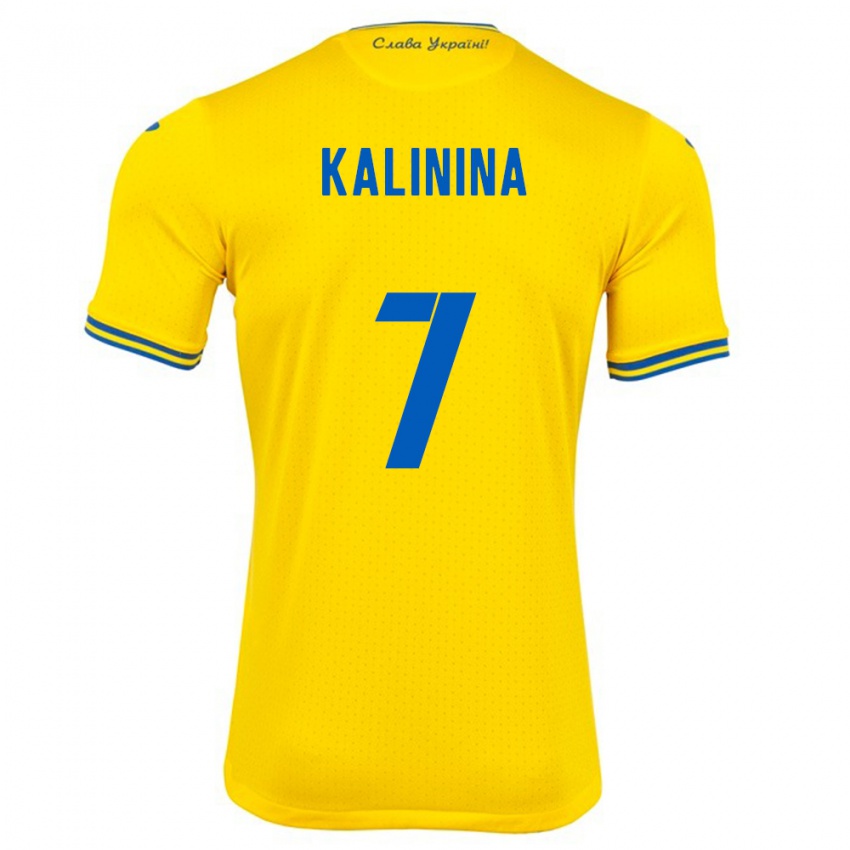 Børn Ukraine Yana Kalinina #7 Gul Hjemmebane Spillertrøjer 24-26 Trøje T-Shirt