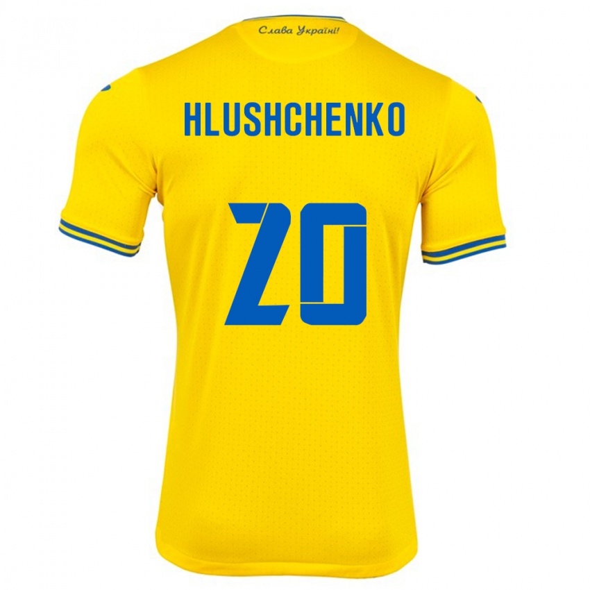 Børn Ukraine Inna Hlushchenko #20 Gul Hjemmebane Spillertrøjer 24-26 Trøje T-Shirt