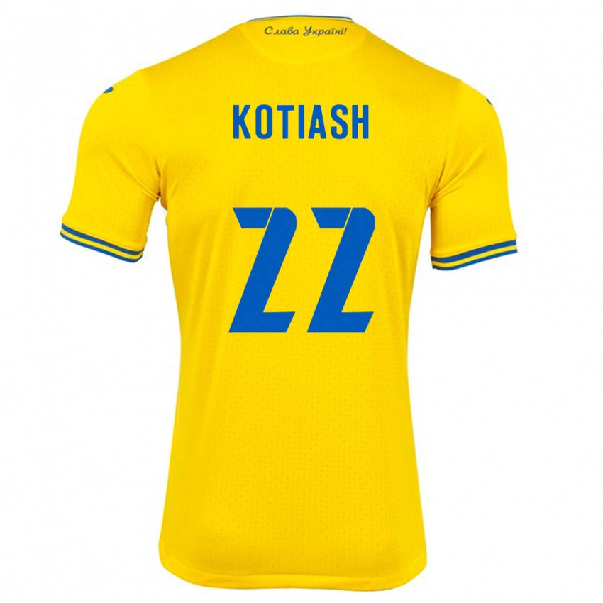 Børn Ukraine Iryna Kotiash #22 Gul Hjemmebane Spillertrøjer 24-26 Trøje T-Shirt